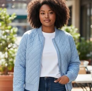 NWT Levi's Women's Diamond Quilted Bomber Jacket Light Blue XL